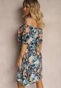 Rochie bleumarin din bumbac cu print floral Dimizama