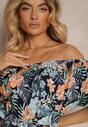 Rochie bleumarin din bumbac cu print floral Dimizama