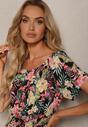 Rochie Neagră de Bumbac cu Imprimeu Floral Dimizama