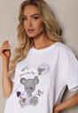 Tricou din Bumbac cu Mânecă Scurtă și Imprimeu Risaette Alb-Violet
