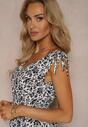 Rochie Bumbac Bleumarin-Albă Bretele Late Elastic Talie Nasturi Tessri