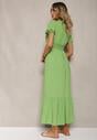 Rochie verde deschis Boho din bumbac cu croială înfășurată Rissatina