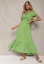 Rochie verde deschis Boho din bumbac cu croială înfășurată Rissatina