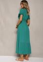 Rochie Verde Închis Boho din Bumbac cu Decolteu Petrecut Rissatina