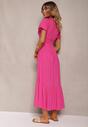 Rochie fucsia boho din bumbac cu croială tip wrap Rissatina