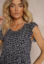 Rochie evazată bleumarin din bumbac cu volan Crisandra