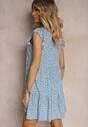 Rochie din Bumbac Cloș Bleumarin cu Volan Crisandra