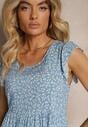 Rochie din Bumbac Cloș Bleumarin cu Volan Crisandra