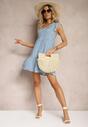Rochie din Bumbac Cloș Bleumarin cu Volan Crisandra