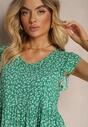 Rochie Verde Cloș din Bumbac cu Volan Crisandra