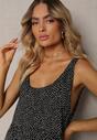 Rochie Neagră din Bumbac cu Croi Clos cu Volane Tessamay