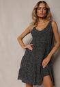 Rochie Neagră din Bumbac cu Croi Clos cu Volane Tessamay