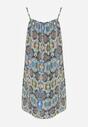 Rochie evazată albastru-verde din bumbac pe bretele Tessadra