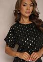 Negru-Auriu Casual Compleu Pantaloni Lungi și Bluză cu Elastic în Talie Acrinna