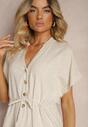 Rochie bej din bumbac cu croială cambrată Viklia