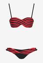 Bikini Roșu din 2 Piese Sutien cu Push-Up Chilot Tanga cu Șnur Joadia