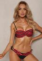 Bikini Roșu din 2 Piese Sutien cu Push-Up Chilot Tanga cu Șnur Joadia