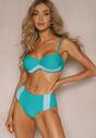 Costum de baie albastru cu sutien push-up și slip model brazilian Henatia