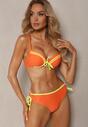 Bikini Portocaliu cu Fundă și Sutien Push-Up Cleviana