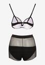 Bikini Negru Sutien Push-Up Slip Chiloți Scurți cu Elastic în Talie din Plasă Vikkori