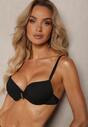 Bikini Negru Sutien Push-Up Slip Chiloți Scurți cu Elastic în Talie din Plasă Vikkori