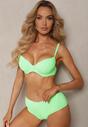 Bikini Verde deschis Sutien Cupe Buretate Chilot Model Clasic Furefia