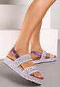 Sandale Boho Violet pe Talpă Joasă cu Cataramă Ascetta