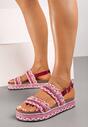 Sandale Boho Fucsia cu Talpă Joasă și Cataramă Ascetta