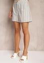 Szare Bermudy Szorty High Waist w Paski Vikitesa