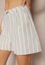 Szare Bermudy Szorty High Waist w Paski Vikitesa