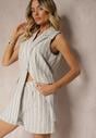 Szare Bermudy Szorty High Waist w Paski Vikitesa