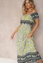 Rochie Galbenă din Bumbac cu Elastic în Talie și Legătură la Decolteu Hiletta