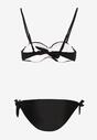 Bikini Alb-Negru din 2 Piese Sutien cu Push-Up Chilot Tanga cu Șnur Joadia