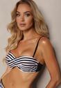 Bikini Alb-Negru din 2 Piese Sutien cu Push-Up Chilot Tanga cu Șnur Joadia