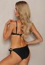 Bikini Alb-Negru din 2 Piese Sutien cu Push-Up Chilot Tanga cu Șnur Joadia