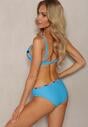 Niebieskie 2-Częściowe Bikini Stanik Wiązany z Przodu z Usztywnieniem Majtki Typu Figi Vikisette