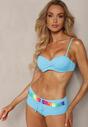 Niebieskie 2-Częściowe Bikini Stanik z Imitacją Węzła Dwie Pary Majtek Iteviana