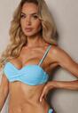 Niebieskie 2-Częściowe Bikini Stanik z Imitacją Węzła Dwie Pary Majtek Iteviana