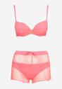 Bikini Roz Set Sutien Push-Up Chiloți Scurți Plasă Viktori