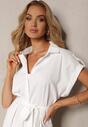 Rochie Cămașă Albă Cloș cu Curea din Material Vikira