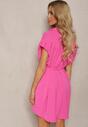 Rochie cămașă evazată fuchsia cu cordon Vikira