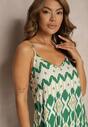 Rochie verde din viscoză cu bretele cu croi evazat și model geometric Xervidia