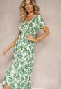 Rochie Verde Cloș din Viscoză cu Elastic în Talie și Curea din Material Vikllia