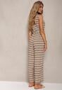 Bej Talie Jumpsuit Vascoză Bretele Legat Talie Seadia