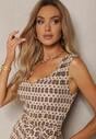 Bej Talie Jumpsuit Vascoză Bretele Legat Talie Seadia