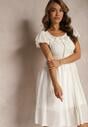 Rochie bej deschis cu mâneci bufante și elastic în talie cu croială evazată Vikkitha