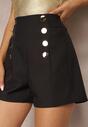 Czarne Szorty z Ozdobnymi Guzikami High Waist Yidia
