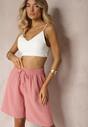 Różowe Szorty High Waist o Luźnym Kroju z Gumką w Talii Tinahs