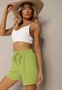 Verde deschis Casual Bermude Talie Înaltă Elastic în Talie Otanea