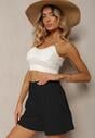 Czarne Luźne Szorty Bermudy z Bawełny High Waist Farsefia